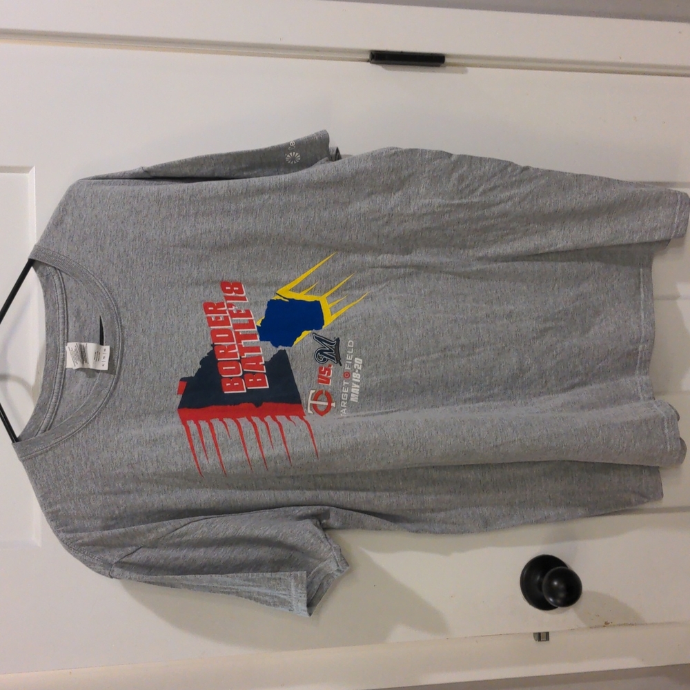 Minnesota Twins Milwaukee Brewers Border Battle Gray Tshirt XL Baseball MLB New!